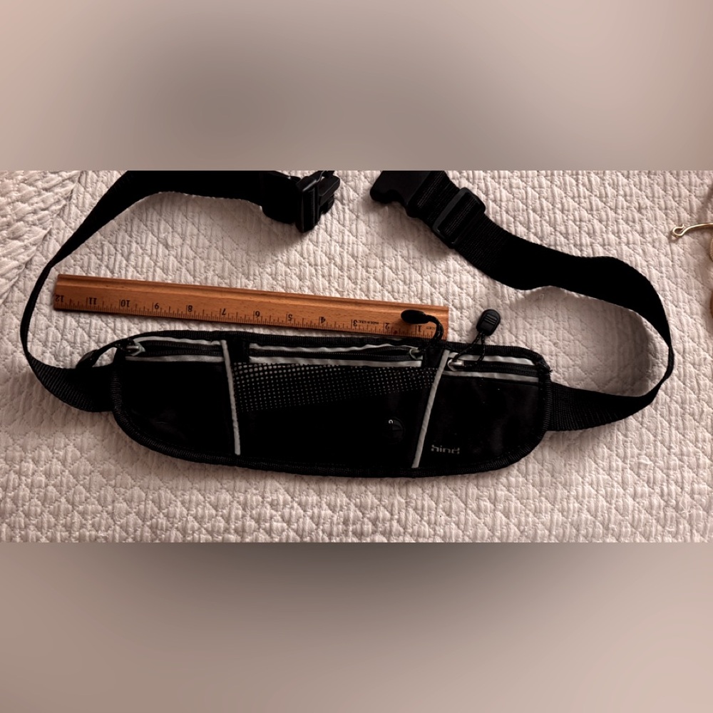 Black Running Waist Pack; 3 separate compartments for storing valuables